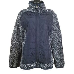 Jack Wolfskin Belleville Crossing Fleece Jacket XL Blue Herringbone Windproof